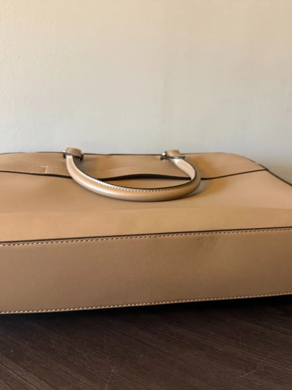 Michael Kors Structured Laptop Briefcase Bag in Beige